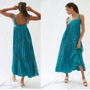 Anthropologie Pleated Lace Maxi Dress